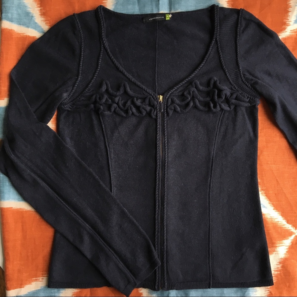 Leifsdottir Anthropologie Zip Ruffle Cardigan